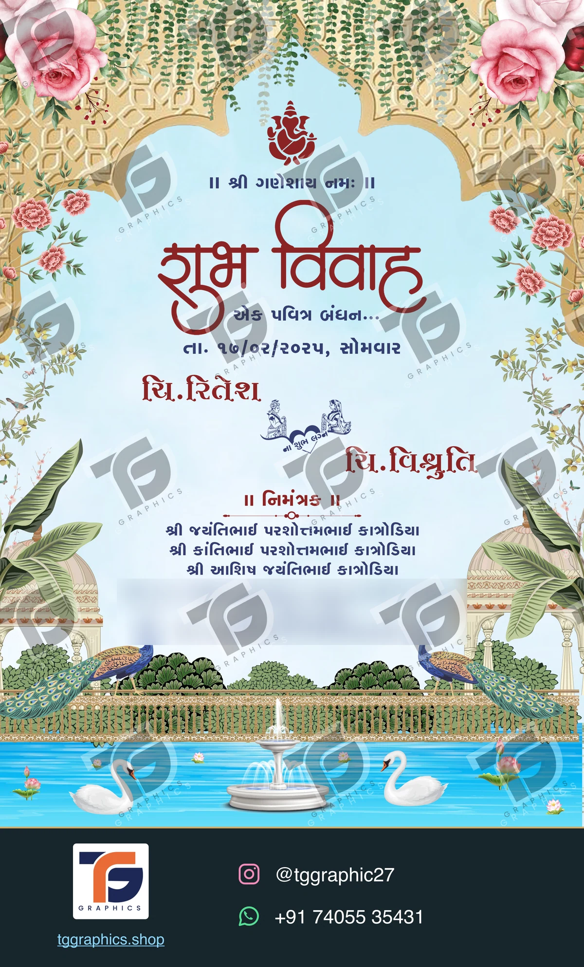 Wedding invitations & related ceremonies · Wedding collection 18 · Design 2 with TG Graphics watermark