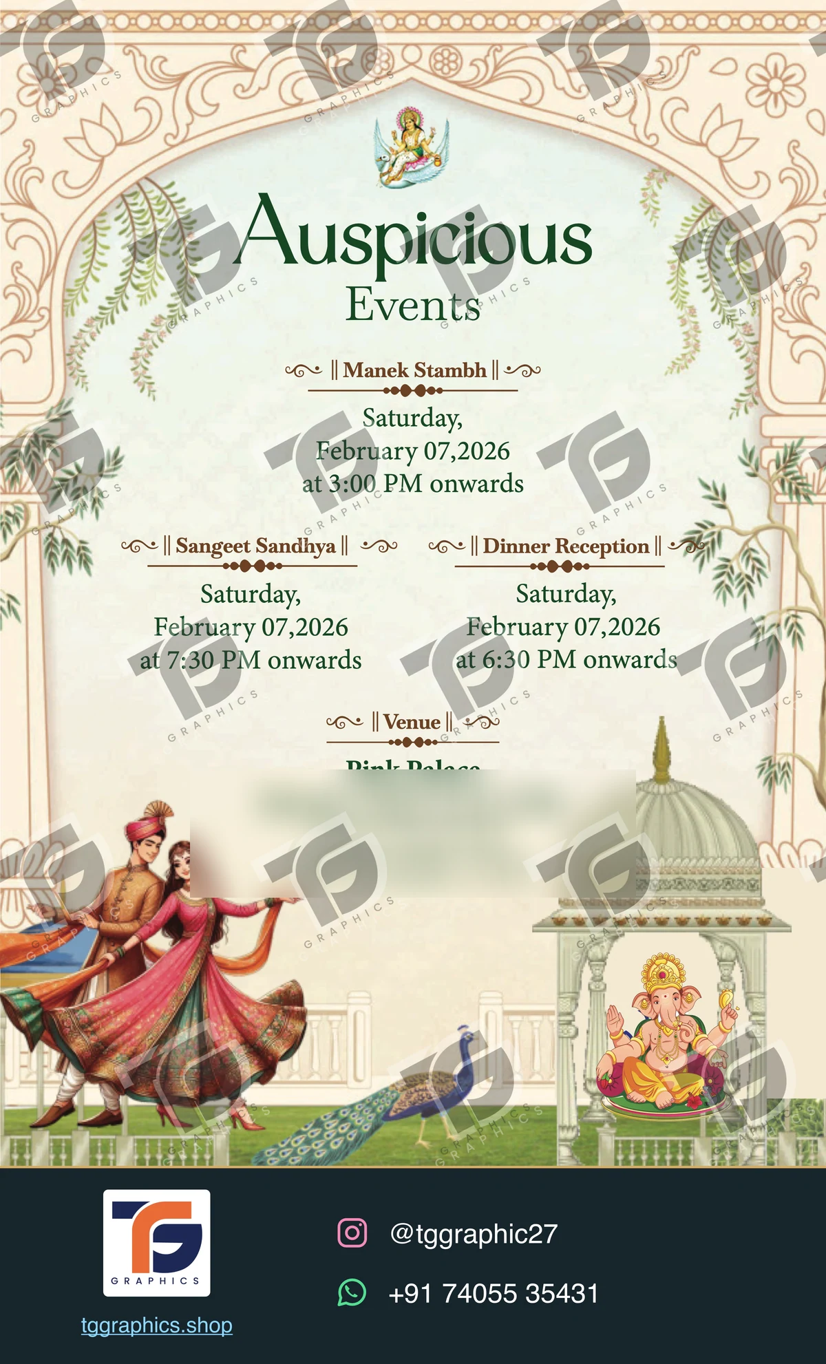 Wedding invitations & related ceremonies · Wedding collection 22 · Design 3 with TG Graphics watermark