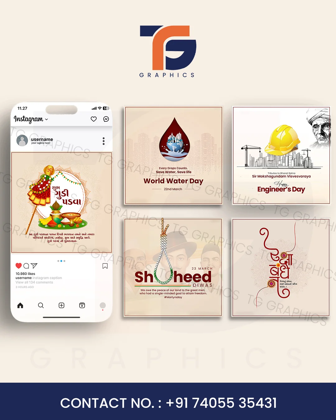 Collection of social media graphics for festivals and awareness days